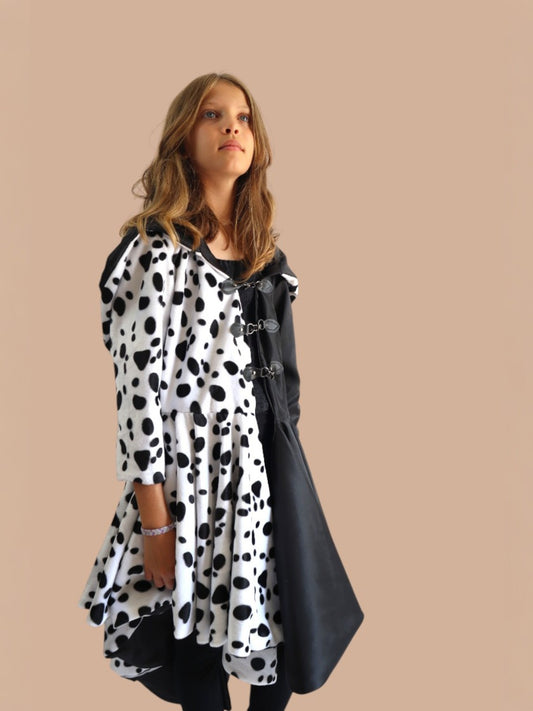 Manteau Cruella enfant ou adulte - Déguisement Cruella Halloween, Carnaval, Cosplay 101 Dalmatiens