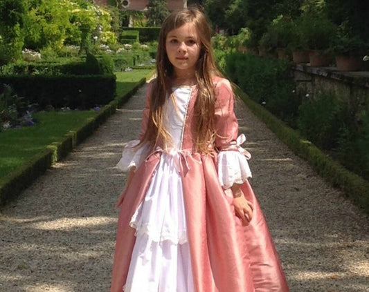 Déguisement fille princesse XVIIIe • Robe Petite Marquise en taffetas rose • Costume fait main Paris